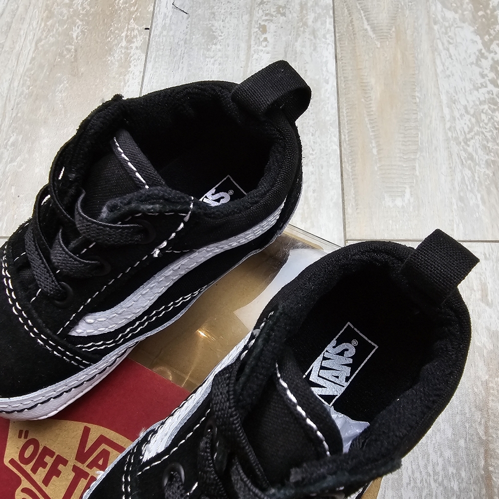 Vans Old Skool Crib Shoes Black/True White - Picture 3 of 7